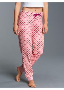 TRIGEMA Damen Schlafanzug "TRIGEMA Schlafanzughose mit Allover-Print", Gr. XL, rosa, 100% Baumwolle, casual, Homewear-Sets