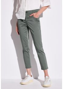 Street One Damen 7/8-Hosemuse grün, casual, Gr. 46, unifarben mit Farbeinsatz, Web, 97% Baumwolle, 3% Elasthan, Hosen, 4-Pocket Style