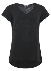 Zwillingsherz Damen T-Shirt ""Positive Mind"", schwarz, modisch, Gr. SM, Stoff, Obermaterial: 100% Baumwolle, Shirts, mit V-Neck, Stempeldruck und