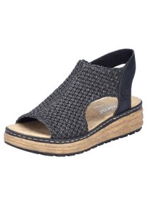 Rieker Damen Plateausandale, Gr. 36, schwarz, Bast, Lederimitat, Flechtoptik, feminin, Schuhe, Sommerschuh, Sandalette, Urlaubschuh mit Reißverschluss