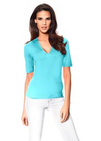 Heine Damen V-Shirt "V-Shirt", blau, Gr. 50, unifarben, 90% Polyamid, 10% Elasthan, Shirts