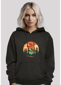 F4NT4STIC Damen Kapuzenpullover "Sonnenuntergang Berglandschaft", schwarz, casual, Gr. S, Obermaterial: 65% Baumwolle, 35% Polyester, Pullover,
