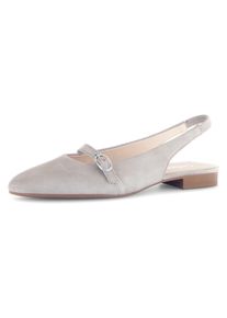 Gabor Damen Slingpumps, Gr. 38,5, beige, Ziegenveloursleder, unifarben, elegant, Schuhe, Blockabsatz, Abendschuh, Businessschuh, elastisches