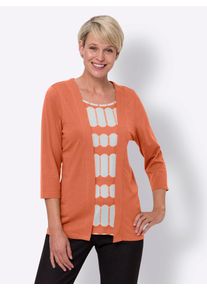 Classic Basics Damen 2-in-1-Shirt "2-in-1-Shirt", orange, Gr. 54, gemustert, mehrfarbig, 100% Baumwolle, Shirts