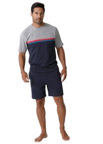 Le Jogger Herren Pyjama, Gr. 44, bunt, Jersey, Obermaterial: 100% Baumwolle, unifarben, Basic, Homewear-Sets, Schlafanzug mit Colorblock