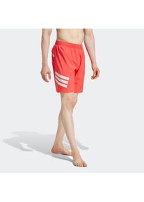 Herren Badeshorts "ICON 3S SH 8IN"semi lucid rot, weiß, sportlich, Gr. S, adidas Performance, Obermaterial: 100% Polyester, Badehosen