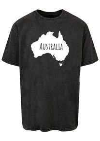 Merchcode Herren T-Shirt "Merchcode Herren Australia X Acid Washed Heavy Oversize Tee", schwarz, casual, Gr. S, bedruckt, 100% Baumwolle, Shirts