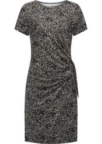 Ragwear Damen Shirtkleid "Knotta Print", schwarz, modisch, Gr. L, Material: 95% Viskose, 5% Elasthan, Kleider, Kurzarm Sommerkleid mit seitlichem