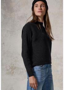 Cecil Damen Stehkragenpullover, grau, casual, Gr. XL, meliert, Strick, Obermaterial: 68% Polyester, 32% Baumwolle, Pullover, in melierter Optik aus