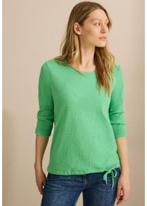 Cecil Damen Rundhalsshirticed neon grün, casual, Gr. XL, gestreift, Stoff, 68% Polyester, 30% Viskose, 2% Elasthan, Shirts, mit 3/4 Ärmeln