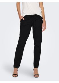 Only Damen Chinohose "ONLEVELYN REG ANKLE CHINO PANT PNT NOOS", schwarz, modisch, Gr. 34, unifarben, Web, Obermaterial: 97% Baumwolle, 3% Elasthan,