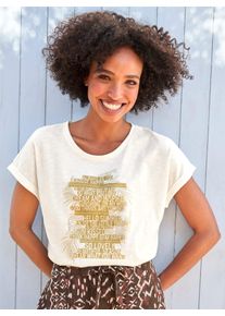 Heine Damen T-Shirt "Shirt", beige, Gr. 50, geblümt, gemustert, mehrfarbig, bedruckt, 100% Baumwolle, Shirts