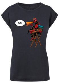 ABSOLUTE CULT Herren T-Shirt "ABSOLUTE CULT Damen Ladies Deadpool - Directors Chair T-Shirt", blau, casual, Gr. L, bedruckt, 100% Baumwolle, Shirts