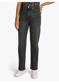Tommy Jeans Damen Straight-Jeans "LAYLA HR SLIM STR", schwarz, casual, Gr. 25, unifarben, Denim/Jeans, Obermaterial: 99% Baumwolle, 1% Elasthan,