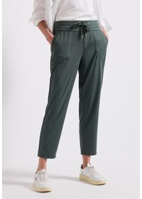Street One Damen Stoffhose "Style Bonny", grün, casual, Gr. 42, unifarben, Web, Obermaterial: 82% Polyester, 18% Elasthan, Hosen, mit Tunnelzug am