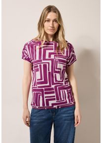 Cecil Damen T-Shirtanemone pink, casual, Gr. M, bedruckt, Web, Stoff, 50% Baumwolle, 50% Modal, Shirts, mit U-Boot-Ausschnitt