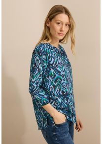 Cecil Damen Shirtbluse, blau, casual, Gr. L, bedruckt, Web, 100% Baumwolle, Blusen, mit 3/4 Ärmeln