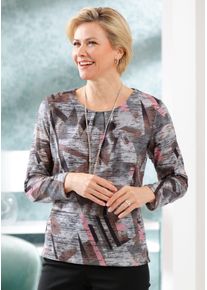 CLASSIC Damen Langarmshirt "Winter-Shirt", braun, Gr. 38, gemustert, mehrfarbig, 95% Polyester, 5% Elasthan, Shirts
