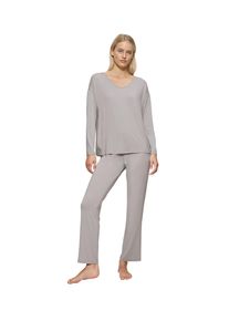 Triumph Damen Pyjama "Timeless Sensuality PK LSL", Gr. 48silent grau, Single Jersey, Spitze, 94% Modal, 6% Elasthan, unifarben, elegant,