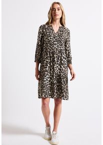 Street One Damen Tunikakleid, schwarz, casual, Gr. 36, bedruckt, Stoff, 100% Viskose, Kleider, mit Volant
