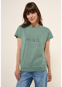 Cecil Damen T-Shirtmatcha grün, casual, Gr. XL, bedruckt, Web, Stoff, 50% Polyester, 50% Baumwolle , Shirts, mit U-Boot-Ausschnitt