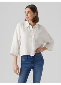 Véro Moda VERO MODA Damen Hemdbluse "VMNATALI CROP SHIRT WVN NOOS", weiß, modisch, Gr. XXL, unifarben, Web, Obermaterial: 100% Baumwolle, Blusen