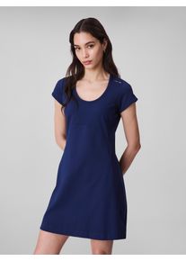 Damen Jerseykleid "PUNTO MILANO SS SCOOP NK DRESS", blau, feminin, Gr. XL, Calvin Klein Jeans, unifarben, Jersey, Obermaterial: 66% Viskose, 30%
