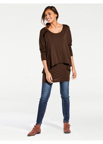 Heine Damen Rundhalsshirt "Rundhals-Shirt", braun, Gr. 42, unifarben, 95% Viskose, 5% Elasthan, Shirts