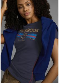 Kangaroos Damen T-Shirt, blau, casual, Gr. 52, Rippware, Obermaterial: 100% Baumwolle, Shirts, Kurzarm, unifarben und bedruckt, Rundhalsausschnitt