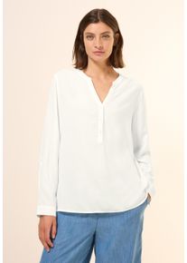 Cecil Damen Langarmbluse, weiß, casual, Gr. M, unifarben, Stoff, 100% Viskose, Blusen, mit dekorativer Knopfleiste