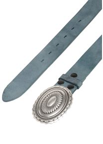 Damen Ledergürtel, blau, casual,modisch, Gr. 110, RETTUNGSRING BY SHOWROOM 019, unifarben, Leder, Gürtel, mit austauschbarer Schließe »Mandala Silber«