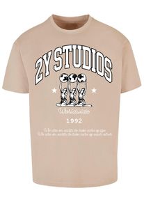 2Y STUDIOS Herren T-Shirt "2Y Studios Herren Globus Oversize Tee", braun, casual, Gr. 4XL, bedruckt, 100% Baumwolle, Shirts
