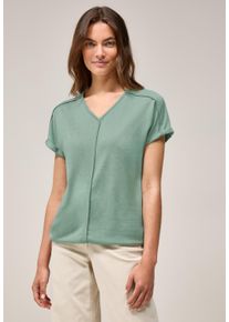 Cecil Damen T-Shirtmatcha grün, casual, Gr. L, unifarben, Stoff, 55% Polyester, 45% Viskose, Shirts, 2in1 Optik