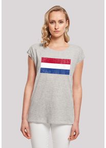 F4NT4STIC Damen T-Shirt "Netherlands NIederlande Holland Flagge distressed", grau, casual, Gr. XXXL, Obermaterial: 100% Baumwolle, Shirts, Print