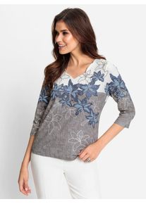 Lady Damen Print-Shirt "Shirt", blau, Gr. 38, geblümt, gemustert, mehrfarbig, 95% Polyester, 5% Elasthan, Shirts