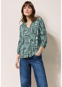 Cecil Damen Blusenshirtslate khaki, casual, Gr. XXL, bedruckt, Jersey, Obermaterial: 48% Baumwolle, 48% Modal, 4% Elasthan, Shirts, mit All-Over Print