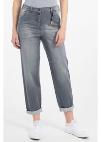 Recover Pants Damen 5-Pocket-Jeans "Dunja", grau, casual, Gr. 42, unifarben, 97% Baumwolle;3% Elasthan, Jeans, mit ausgefallenen Details
