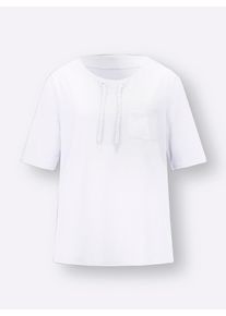 Classic Basics Damen Kurzarmshirt "Kurzarm-Shirt", weiß, Gr. 42, bedruckt, gemustert, metallic, 100% Baumwolle, Shirts