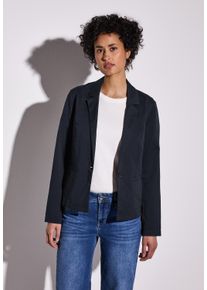 Street One Damen Kurzblazer, blau, casual, Gr. 40, unifarben, Web, Obermaterial: 97% Baumwolle, 3% Elasthan; Futter: 100% Polyester, Blazer, mit