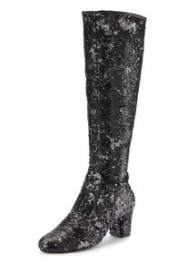 Damen Stiefel "Paillettenverzierter Langschaftstiefel", LASCANA Belle Affaire, Gr. 38, schwarz, Obermaterial: 100% Synthetik. Futter: 100%