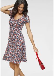 Laura Scott Damen Sommerkleid, blau, feminin, Gr. 42, geblümt, Single Jersey, Obermaterial: 95% Viskose, 5% Elasthan, Kleider, sportlich-feminines