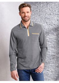CLASSIC Herren Langarm-Poloshirt "Poloshirt", grau, Gr. 52, meliert, 55% Baumwolle, 45% Polyester, Shirts