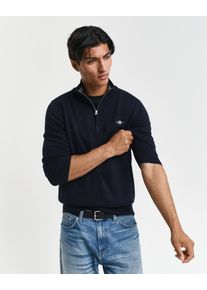Gant Herren Troyer "CLASSIC COTTON HALF ZIP", blau, casual, Gr. S, Strick, Obermaterial: 100% Baumwolle, Pullover, mit gerippten Details
