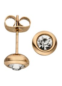Jobo Damen Paar Ohrstecker "Ohrringe roségold-farben mit 2 Zirkonia", Edelstahl, rosa, Edelstahl, Ohrringe, Edelstahl