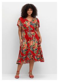 Damen Druckkleid "Große Größen", rot, feminin, Gr. 48, sheego by Joe Browns, bedruckt, Obermaterial: 100% Viskose (LENZING ECOVERO), Kleider, mit