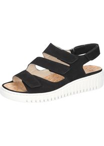 Waldläufer WALDLÄUFER Damen Keilsandalette "H-Willow", Gr. 8, schwarz, Nubukleder, unifarben, klassisch, Schuhe, Sommerschuh, Sandale, Keilabsatz, mit