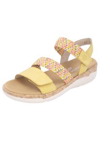 Remonte Damen Keilsandalette, Gr. 40, gelb, Lederimitat, Bast, kontrastfarbene Details, casual, Schuhe, Riemchensandale, Bequemschuh, Sommerschuh mit