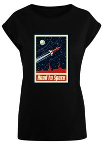MisterTee Herren T-Shirt "MisterTee Damen Ladies Road To Space Box Tee", schwarz, casual, Gr. M, unifarben, 100% Baumwolle, Shirts