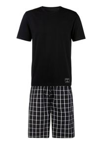 Herren Pyjama, AUTHENTIC LE JOGGER, Gr. 44, schwarz, Jersey, Webqualität, Obermaterial: 100% Baumwolle. Obermaterial Hose: 100% Baumwolle, kariert,
