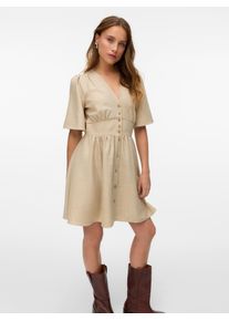 Véro Moda VERO MODA Damen Minikleid "VMMELANEY 2/4 SHORT DRESS WVN NOOS"overcast detail:melange, modisch, Gr. S, meliert, Web, Obermaterial: 100% Polyester,